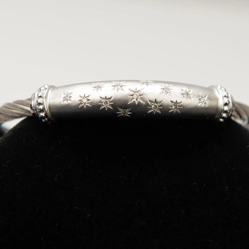 Gabriel & Co. 925 Silver Hampton Stainless Steel Bangle Bracelet - Picture 2 of 7